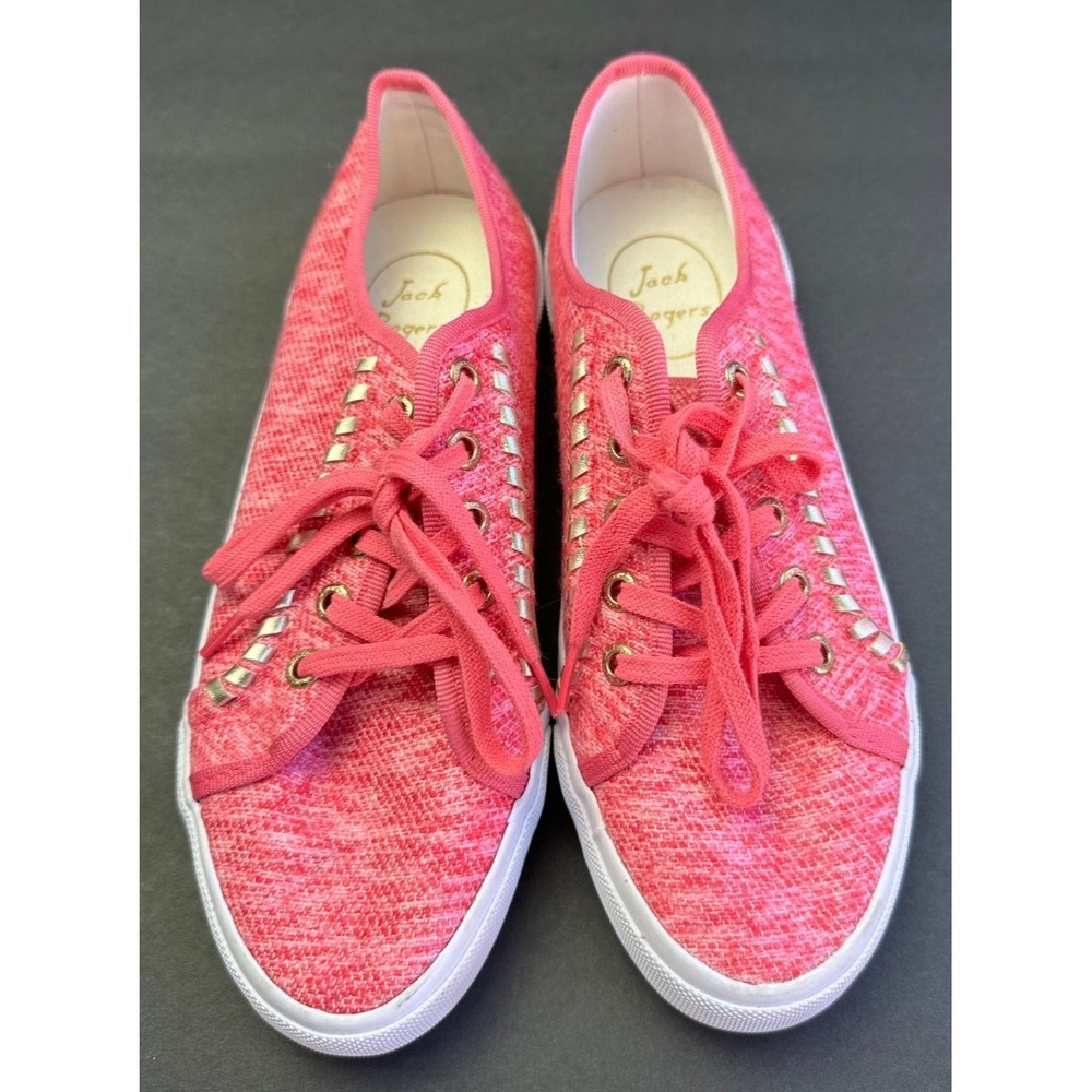 Jack Rogers Womens Classic Canvas Lace Up Sneakers Pink 7M Simple Normcore